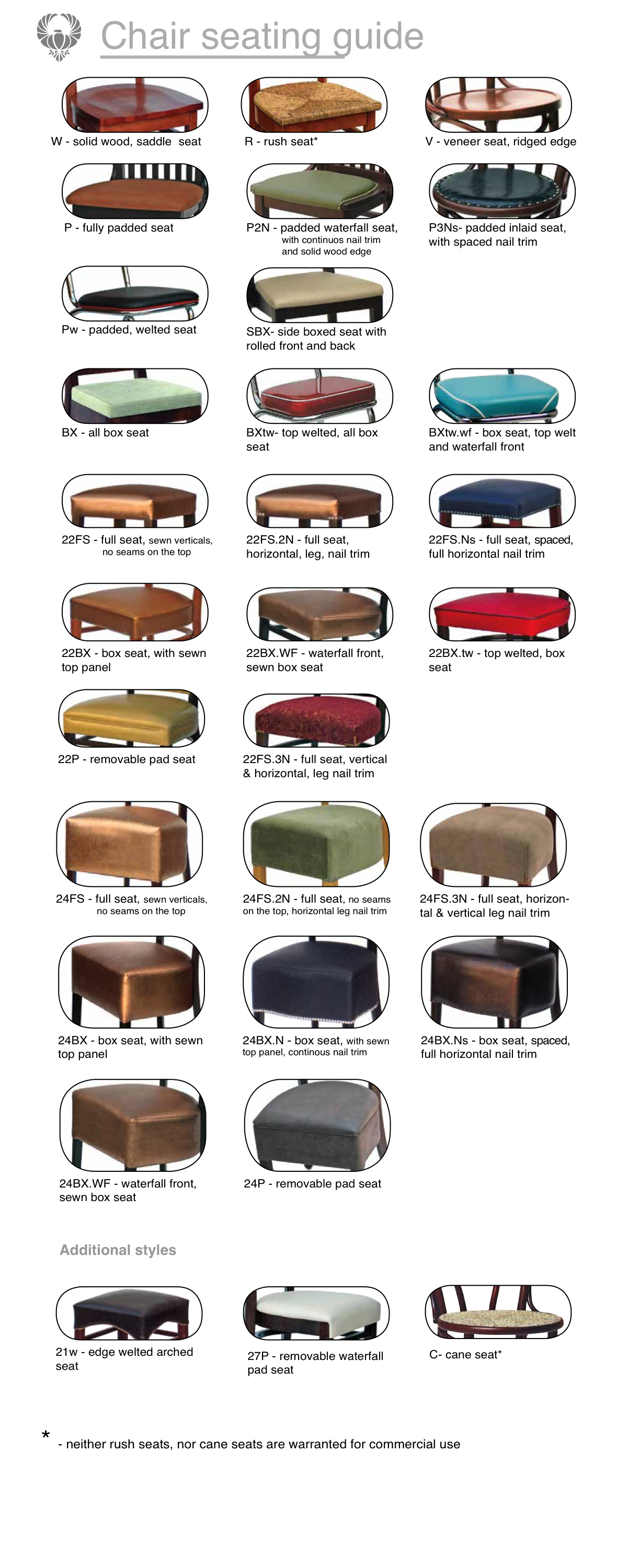 Seat Types Eagle Chair Inc