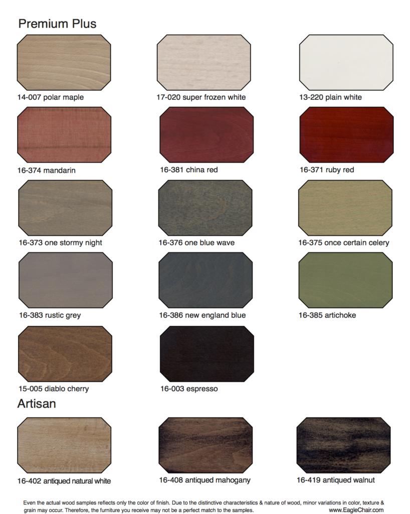 Wood Finishes Eagle Chair, Inc.